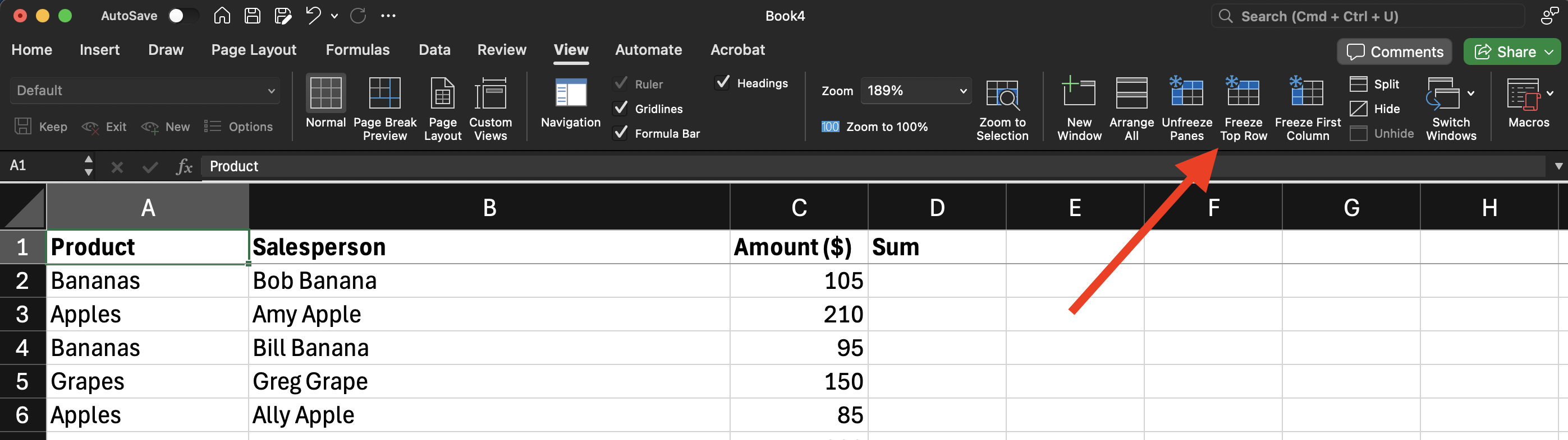 How to freeze pane Excel guide