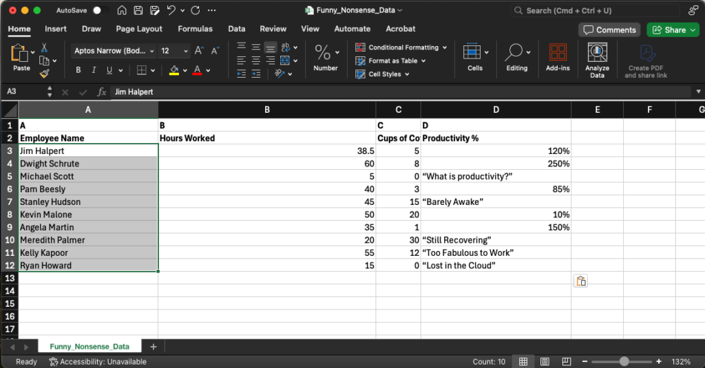 Excel shortcut for selecting to the end of a column with data